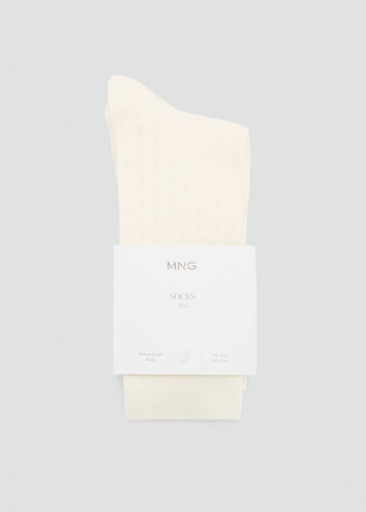 Ribbed wool blend socks — Ecru