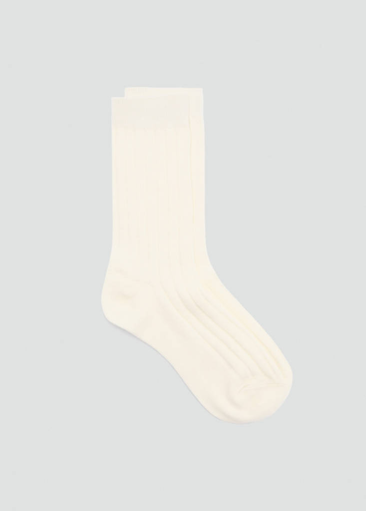 Ribbed wool blend socks — Ecru