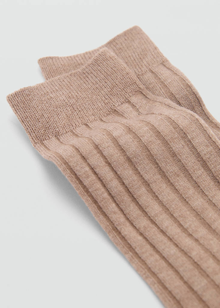 Ribbed wool blend socks — Medium Brown
