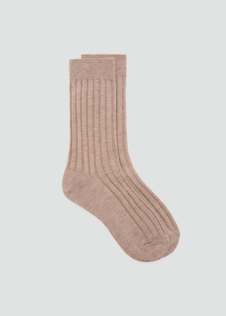 Ribbed wool blend socks — Medium Brown