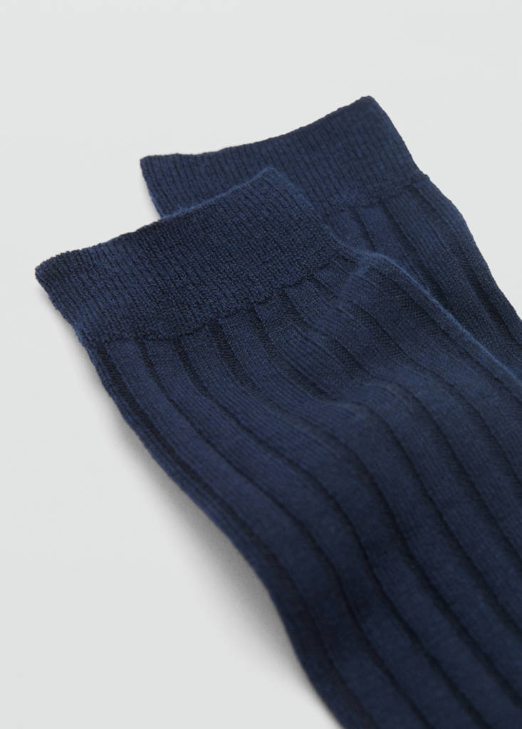 Ribbed wool blend socks — Dark Navy