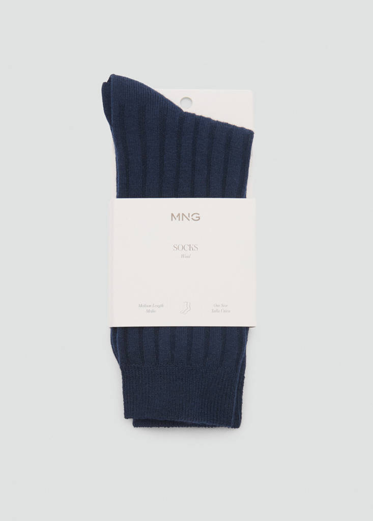 Ribbed wool blend socks — Dark Navy