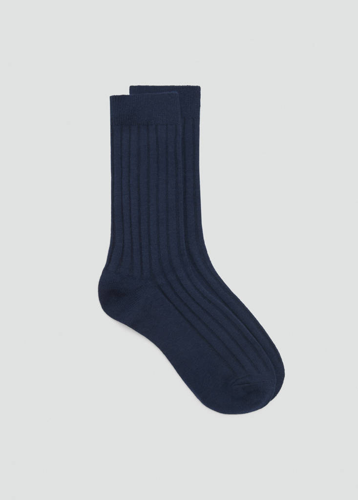 Ribbed wool blend socks — Dark Navy
