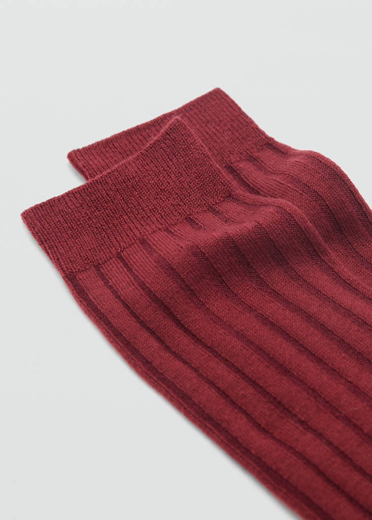 Ribbed wool blend socks — Medium Red