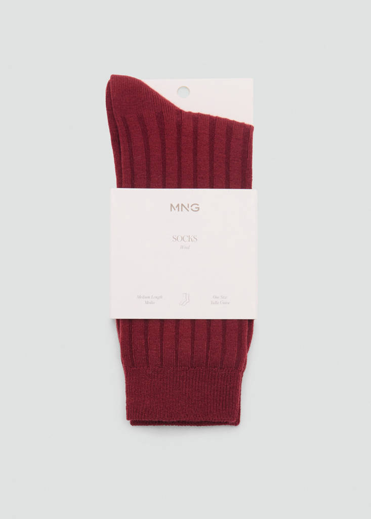 Ribbed wool blend socks — Medium Red