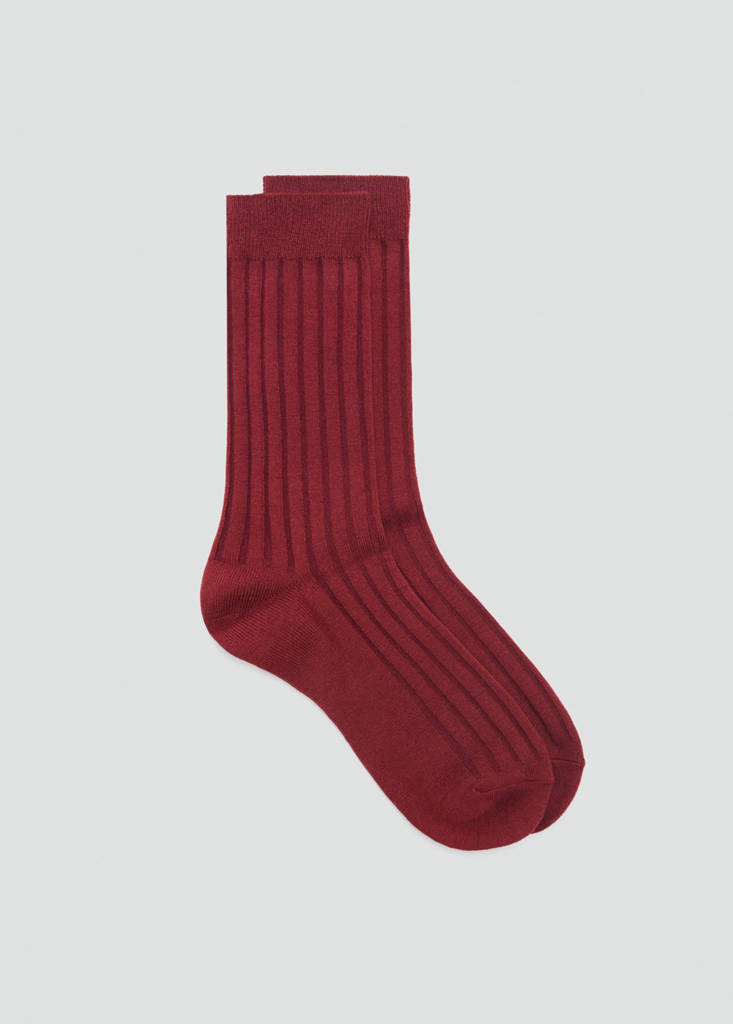 Ribbed wool blend socks — Medium Red
