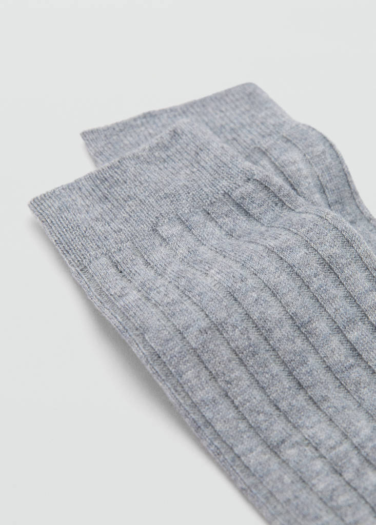 Ribbed wool blend socks — Medium Heather Grey