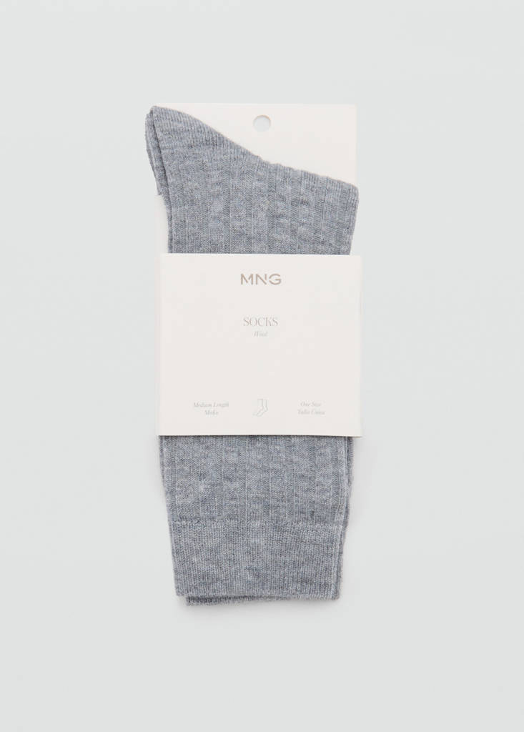 Ribbed wool blend socks — Medium Heather Grey