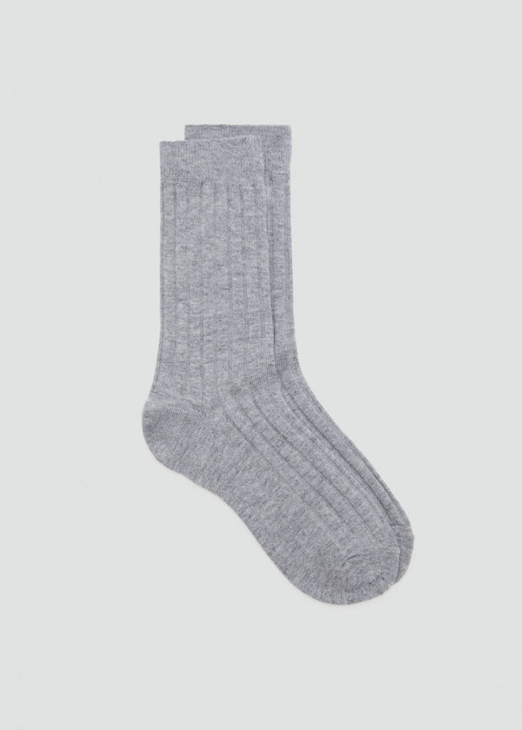 Ribbed wool blend socks — Medium Heather Grey