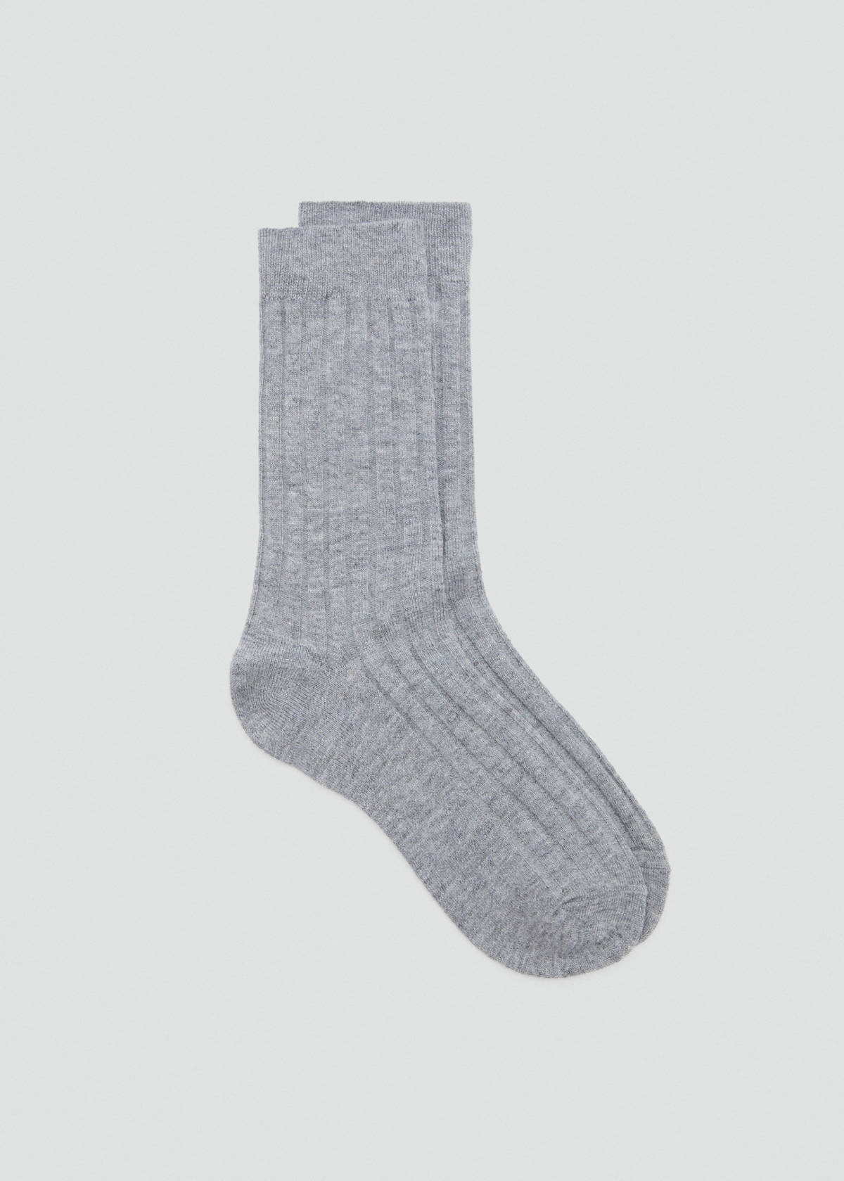Ribbed wool blend socks — Medium Heather Grey