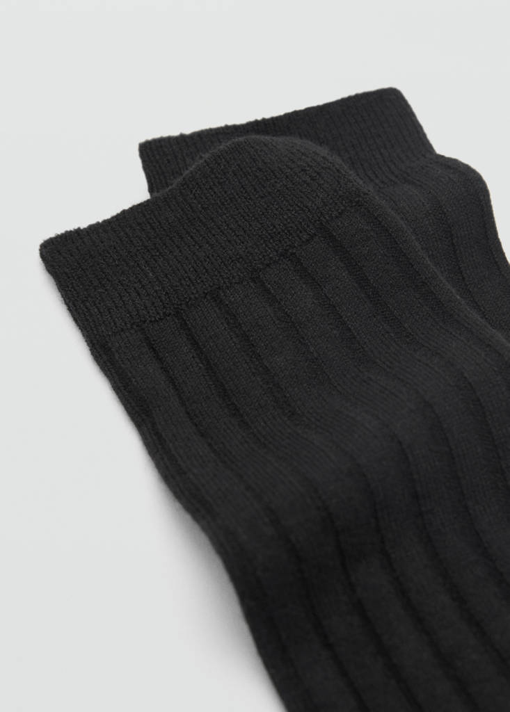 Ribbed wool blend socks — Black