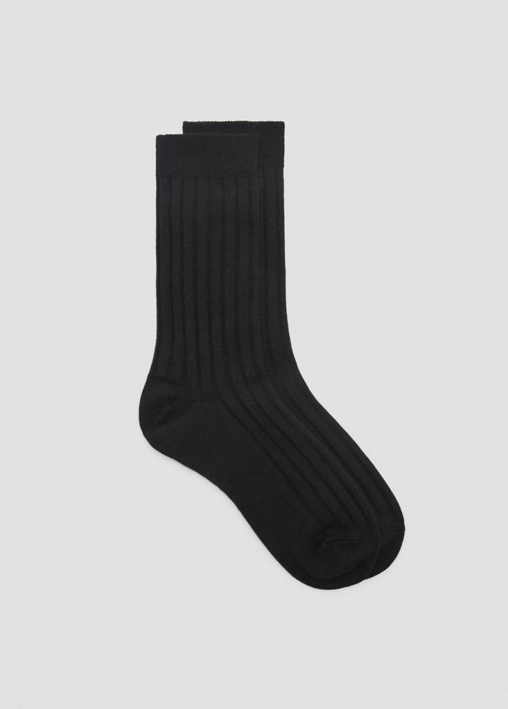 Ribbed wool blend socks — Black