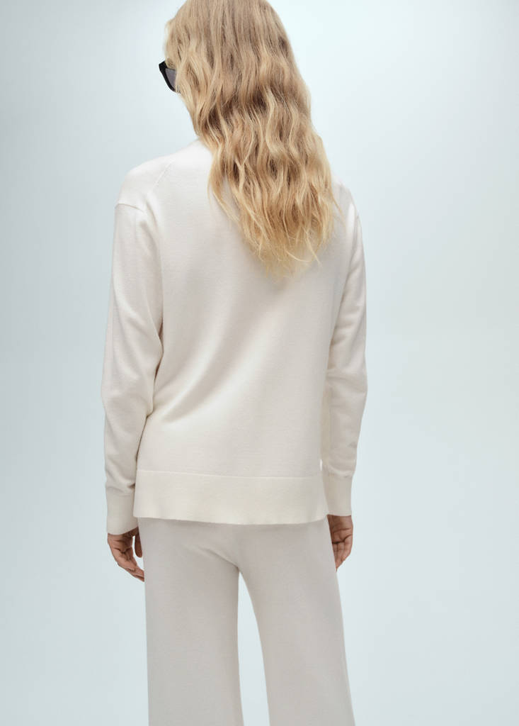 Perkins neck knitted sweater — Ecru