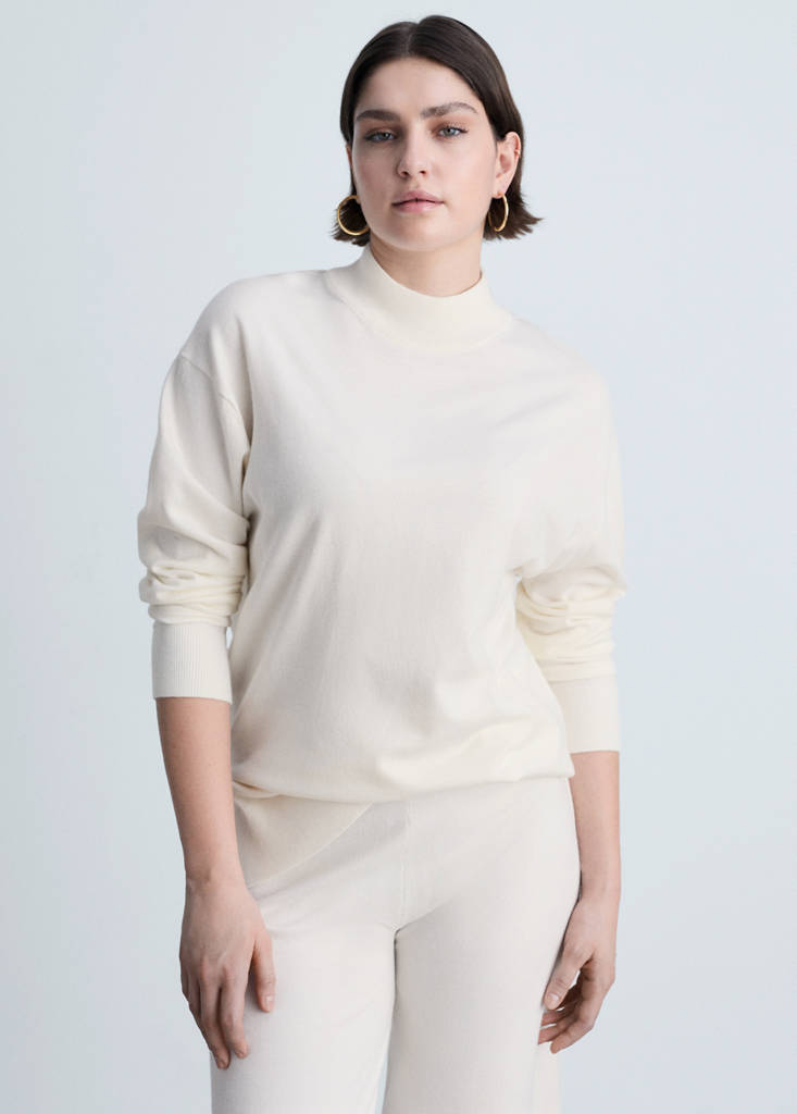 Perkins neck knitted sweater — Ecru