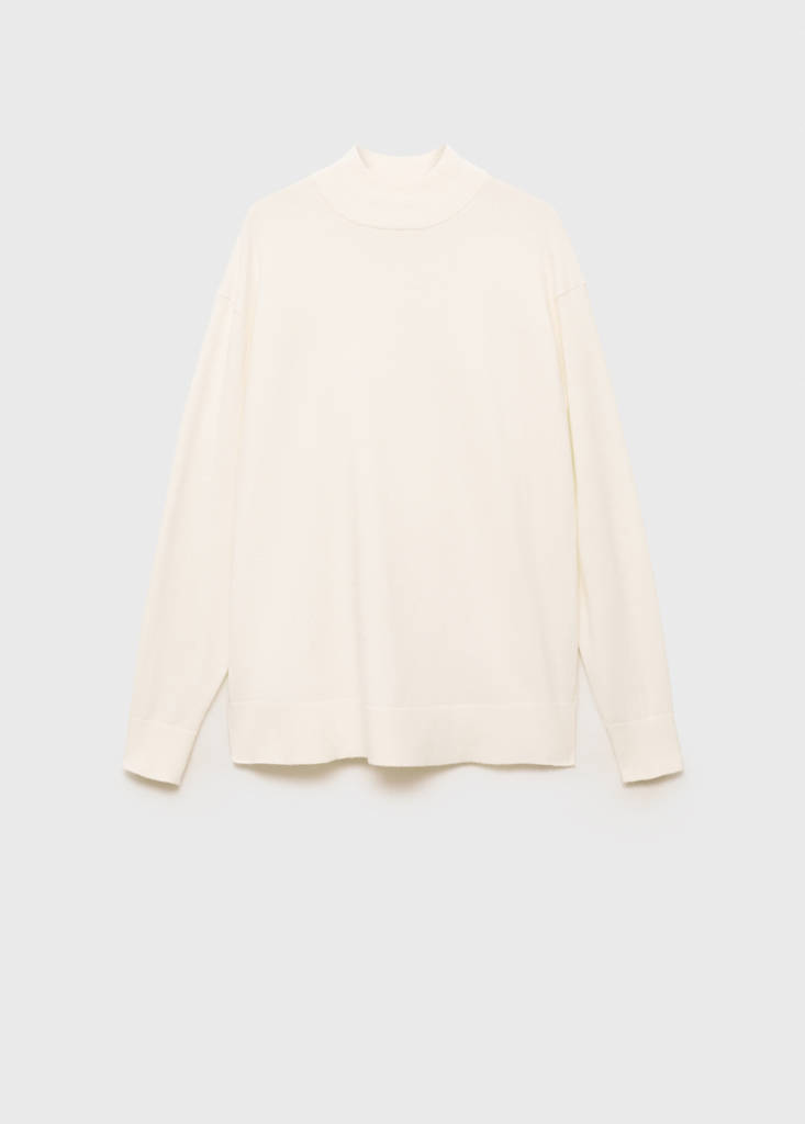 Perkins neck knitted sweater — Ecru