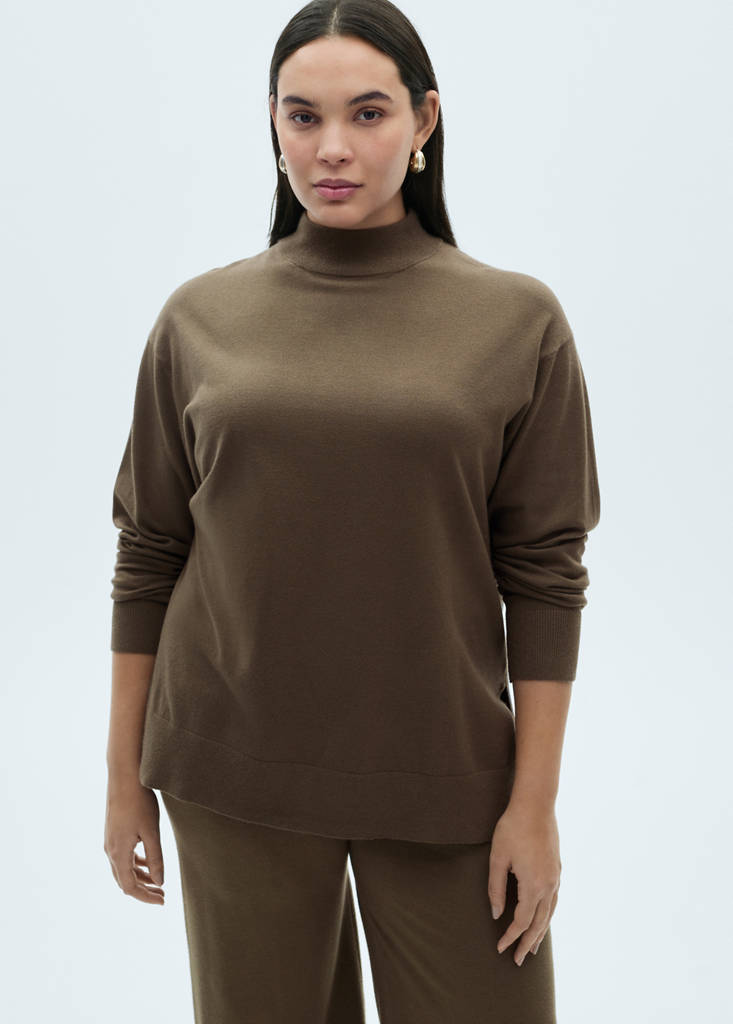 Perkins neck knitted sweater — Khaki