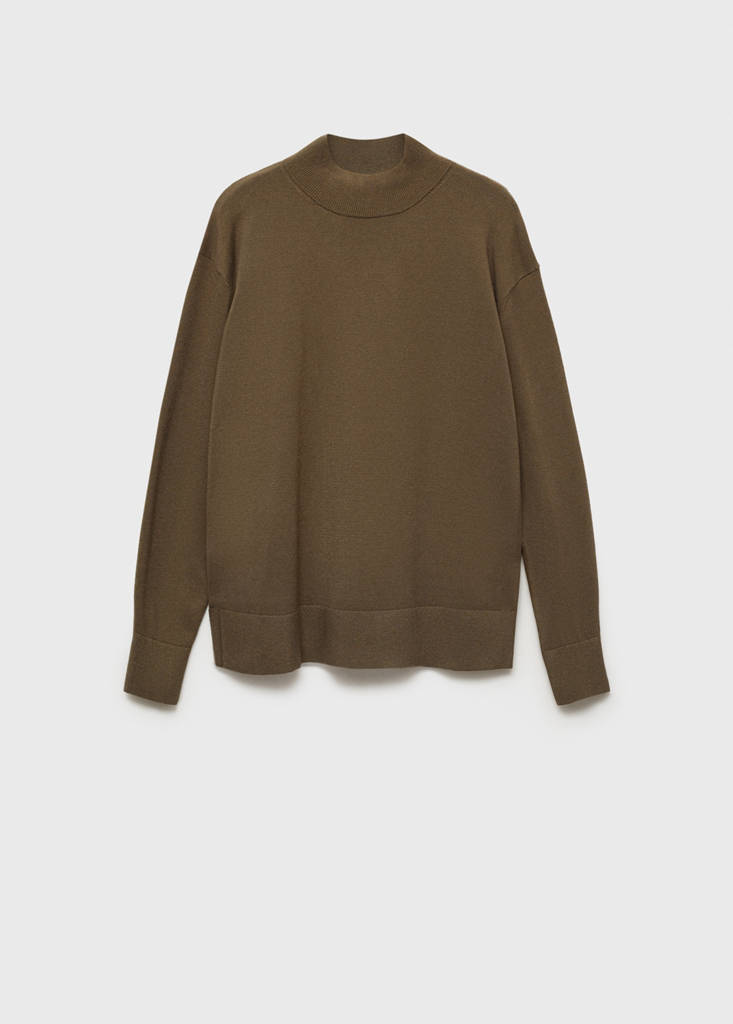 Perkins neck knitted sweater — Khaki