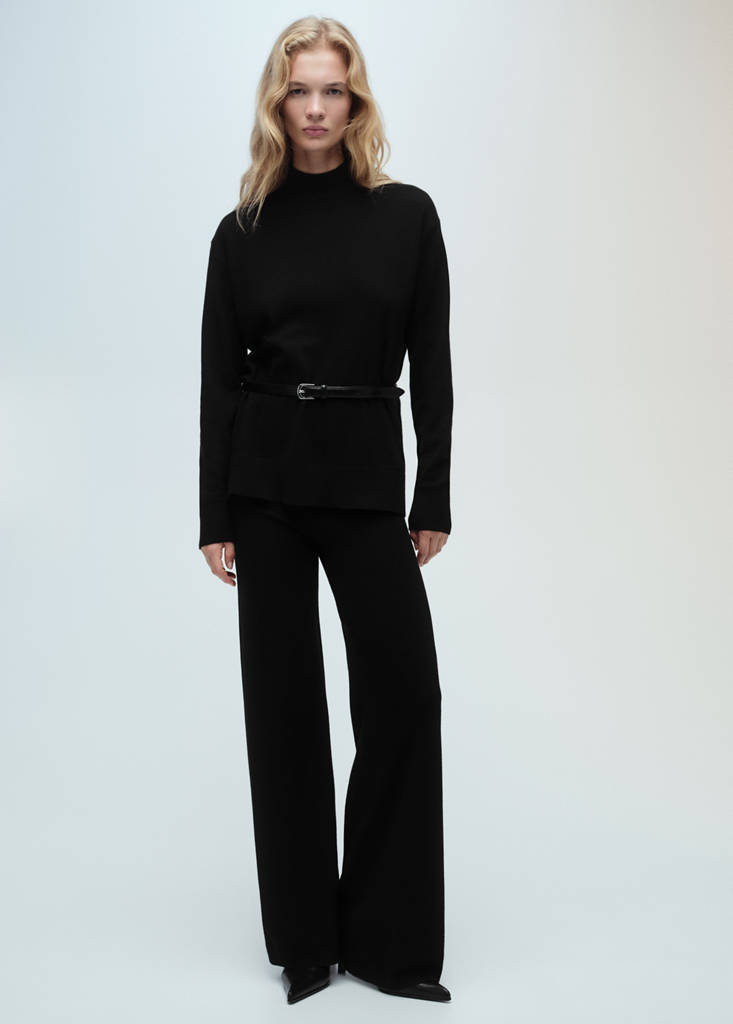 Perkins neck knitted sweater — Black