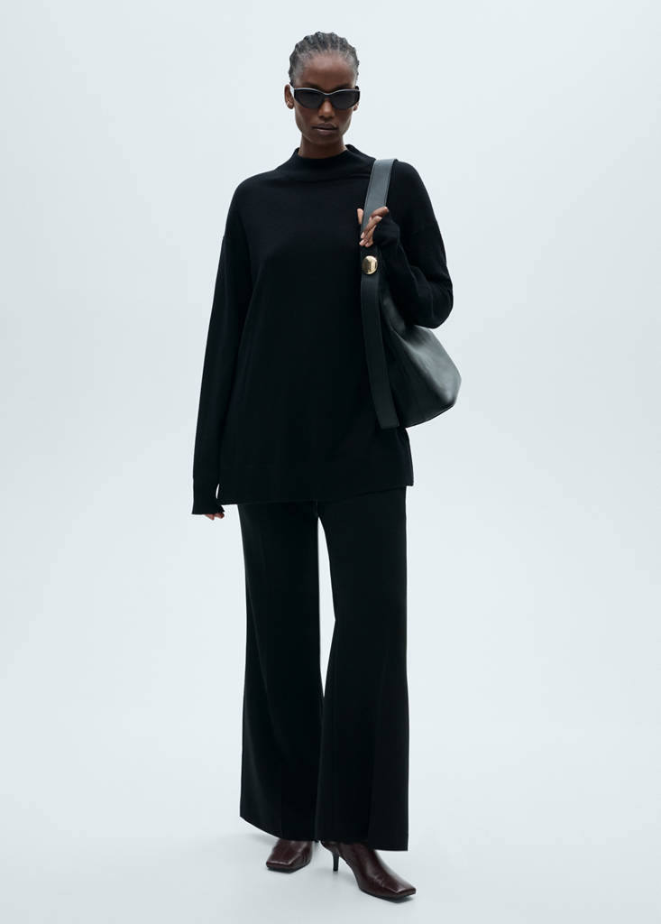 Perkins neck knitted sweater — Black