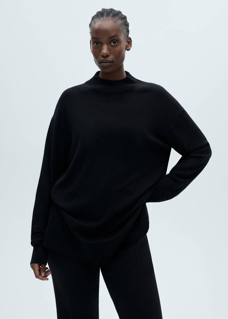 Perkins neck knitted sweater — Black