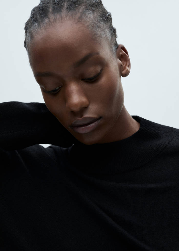 Perkins neck knitted sweater — Black