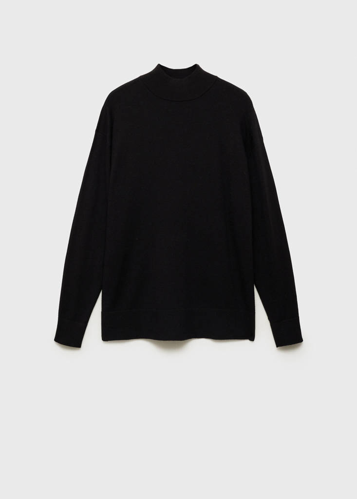 Perkins neck knitted sweater — Black