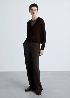 V-neck knitted cardigan — Chocolate 2