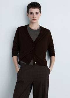 V-neck knitted cardigan — Chocolate 1