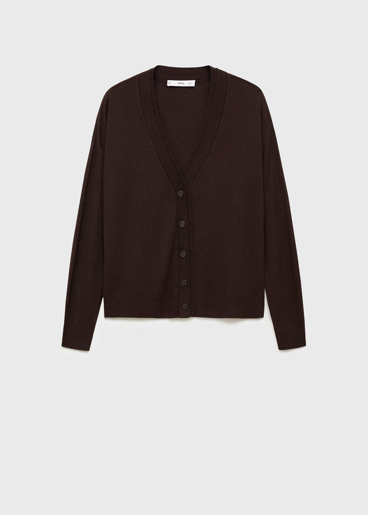 V-neck knitted cardigan — Chocolate