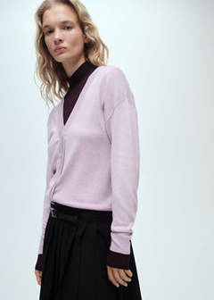 V-neck knitted cardigan — Light/Pastel Purple 1