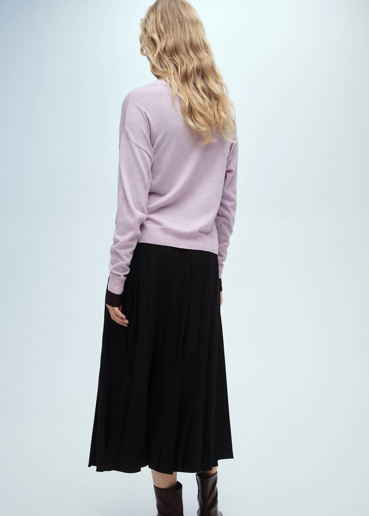 V-neck knitted cardigan — Light/Pastel Purple