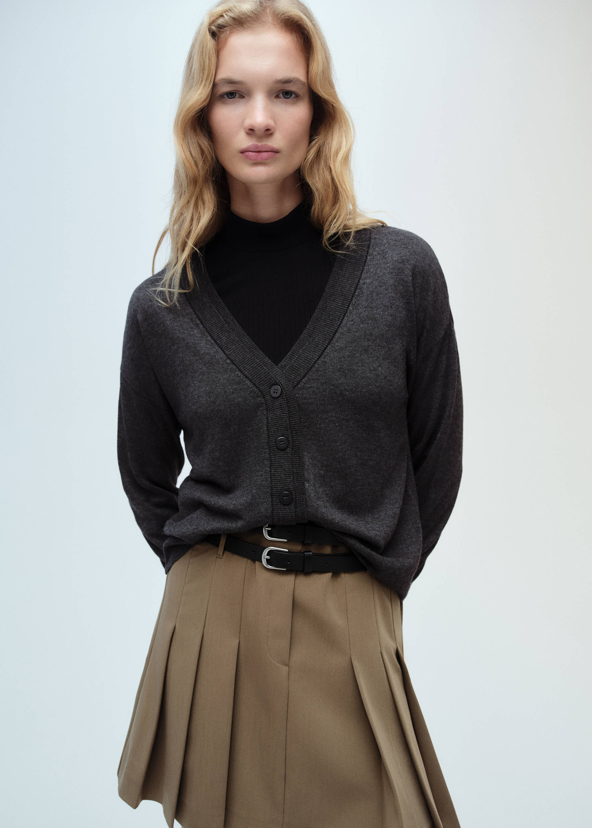 Cardigan maille col V - Plan moyen