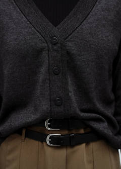 V-neck knitted cardigan — Dark Heather Grey 4