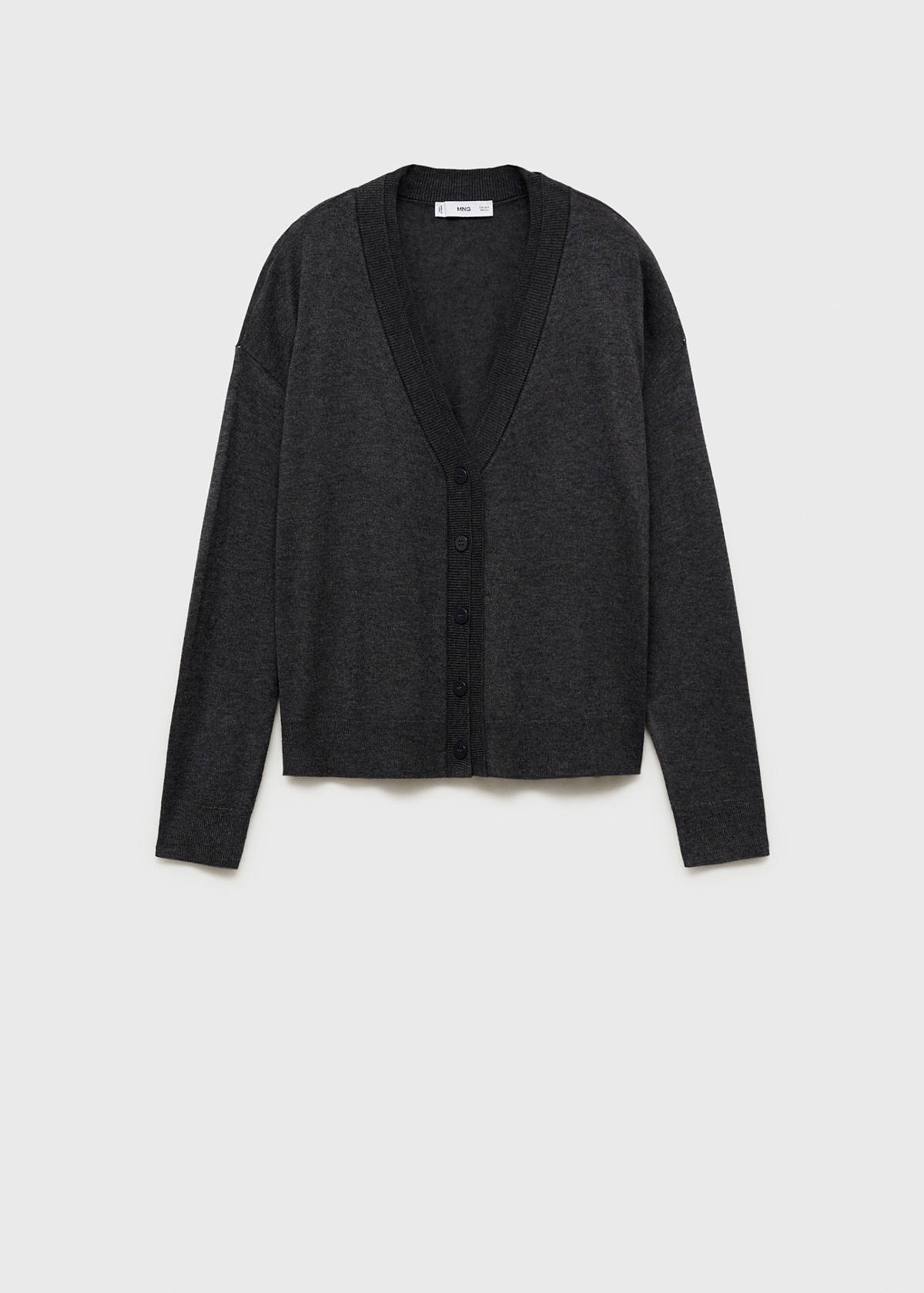 V-neck knitted cardigan — Dark Heather Grey