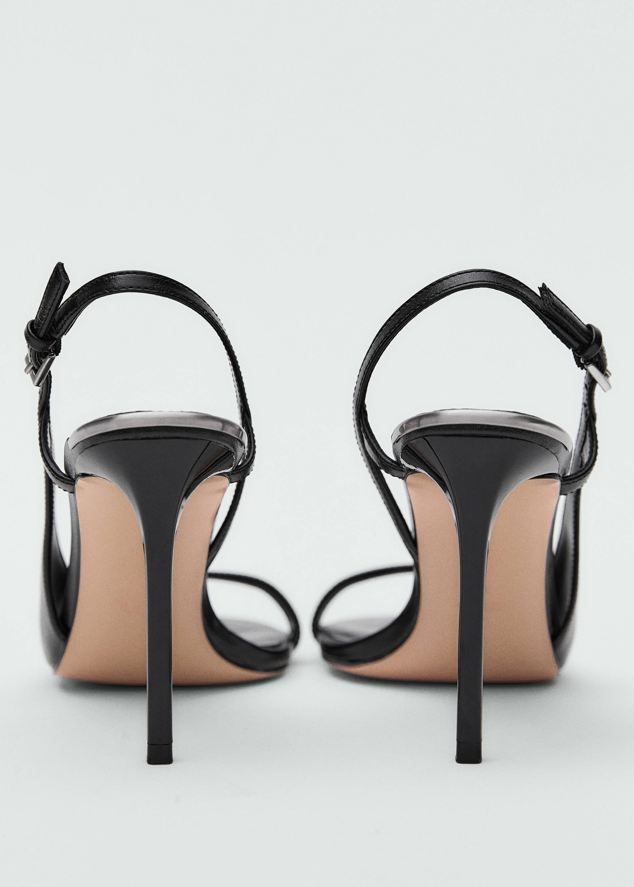 不对称鞋跟皮革凉鞋 - null