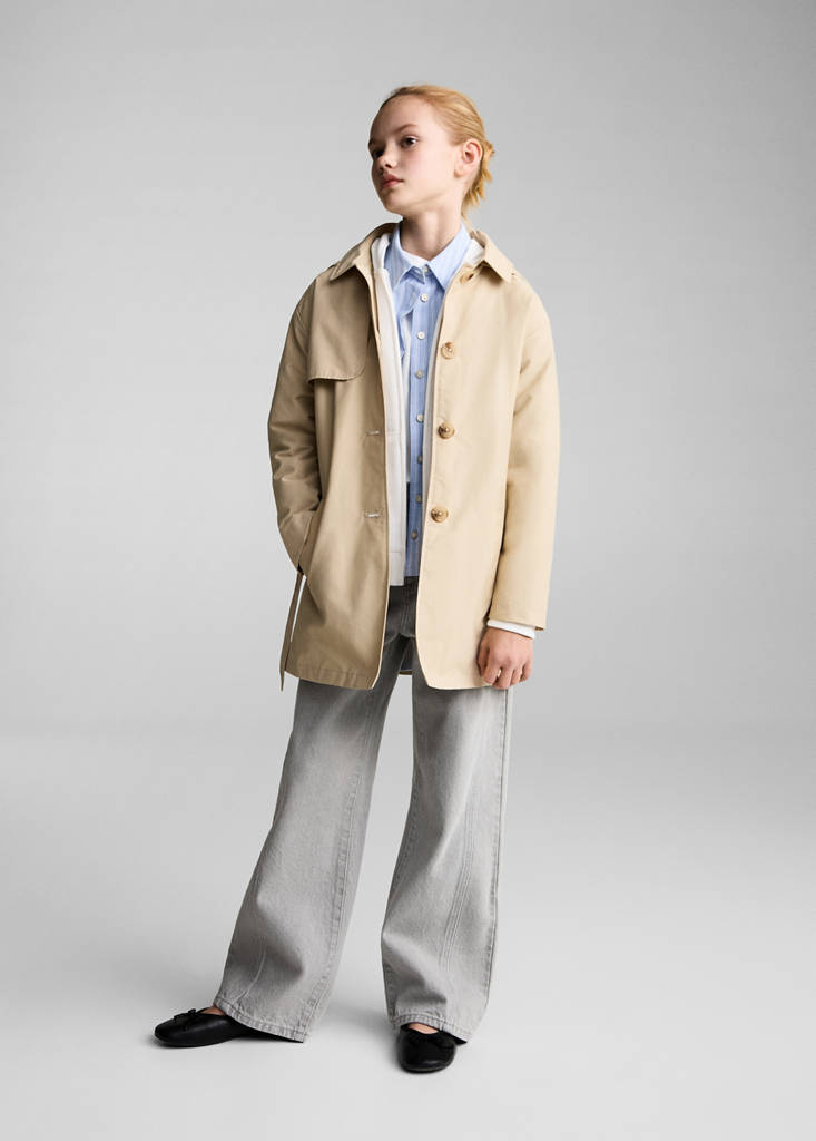MANGO KIDS - Trench capuche marron moyen - 6 - Fille