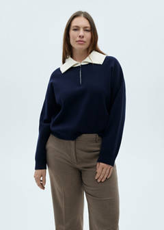 Mid-rise wide leg trousers — Blue 8