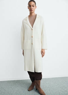 Knitted coat with pockets — Ecru 2