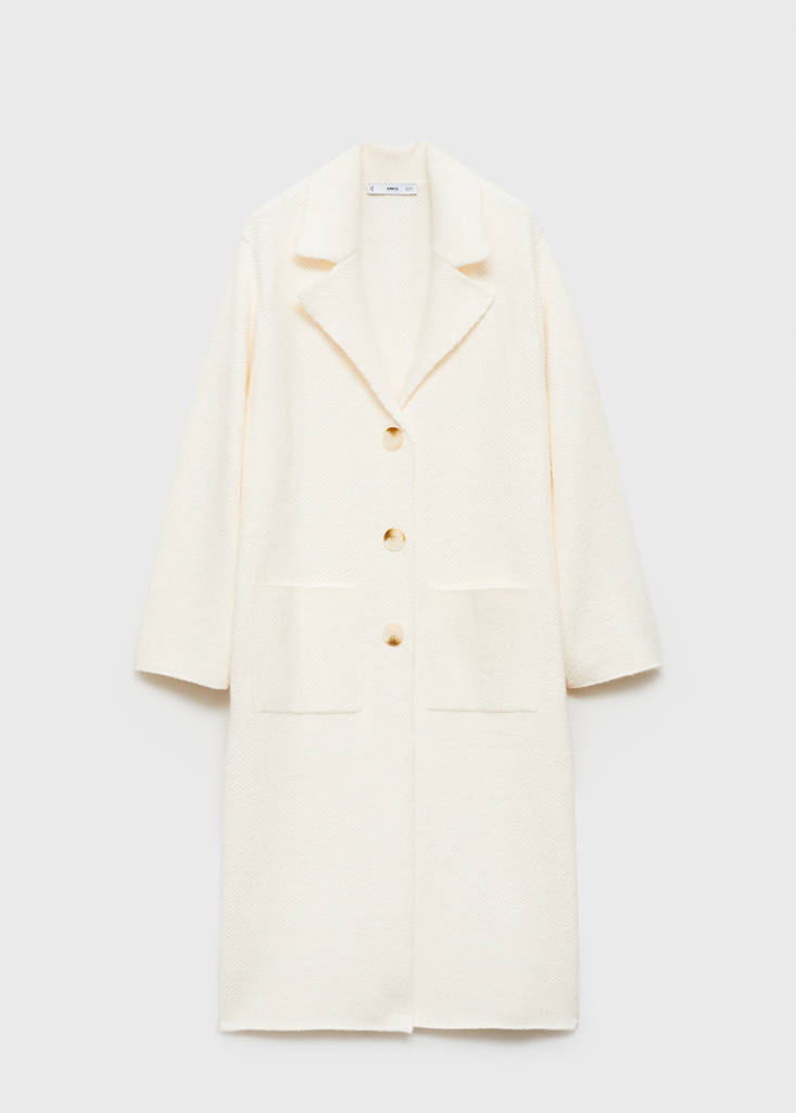 Knitted coat with pockets — Ecru
