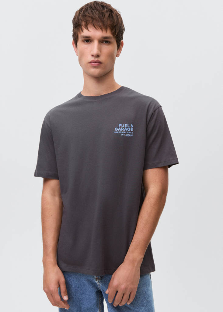 Printed cotton-blend t-shirt — Charcoal