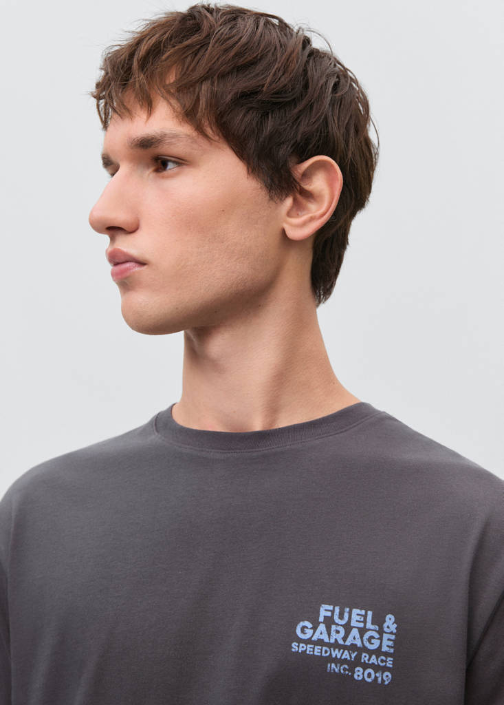 Printed cotton-blend t-shirt — Charcoal