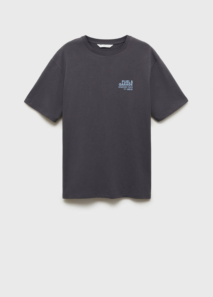Printed cotton-blend t-shirt — Charcoal