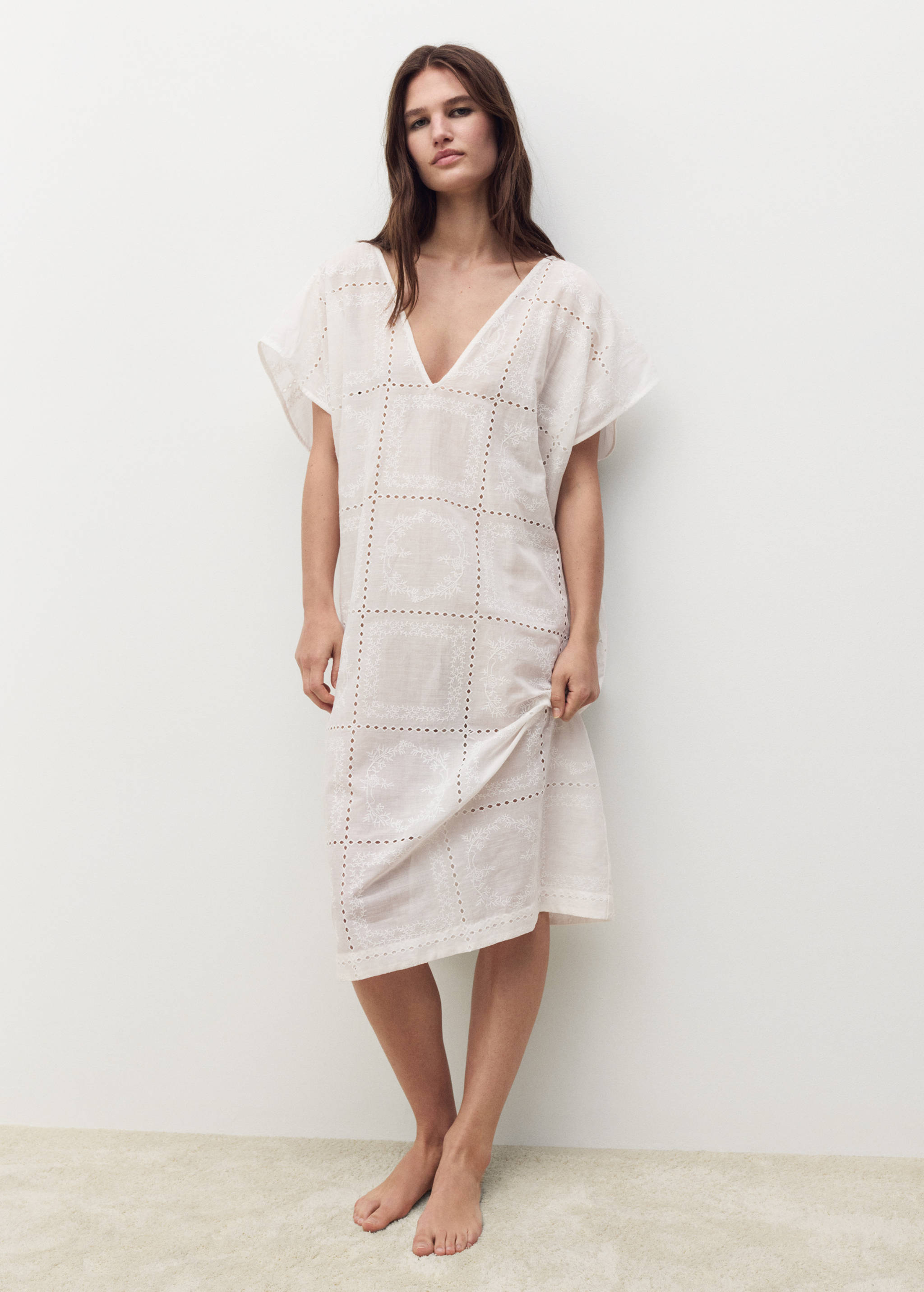 100% ramie embroidered caftan - General plane