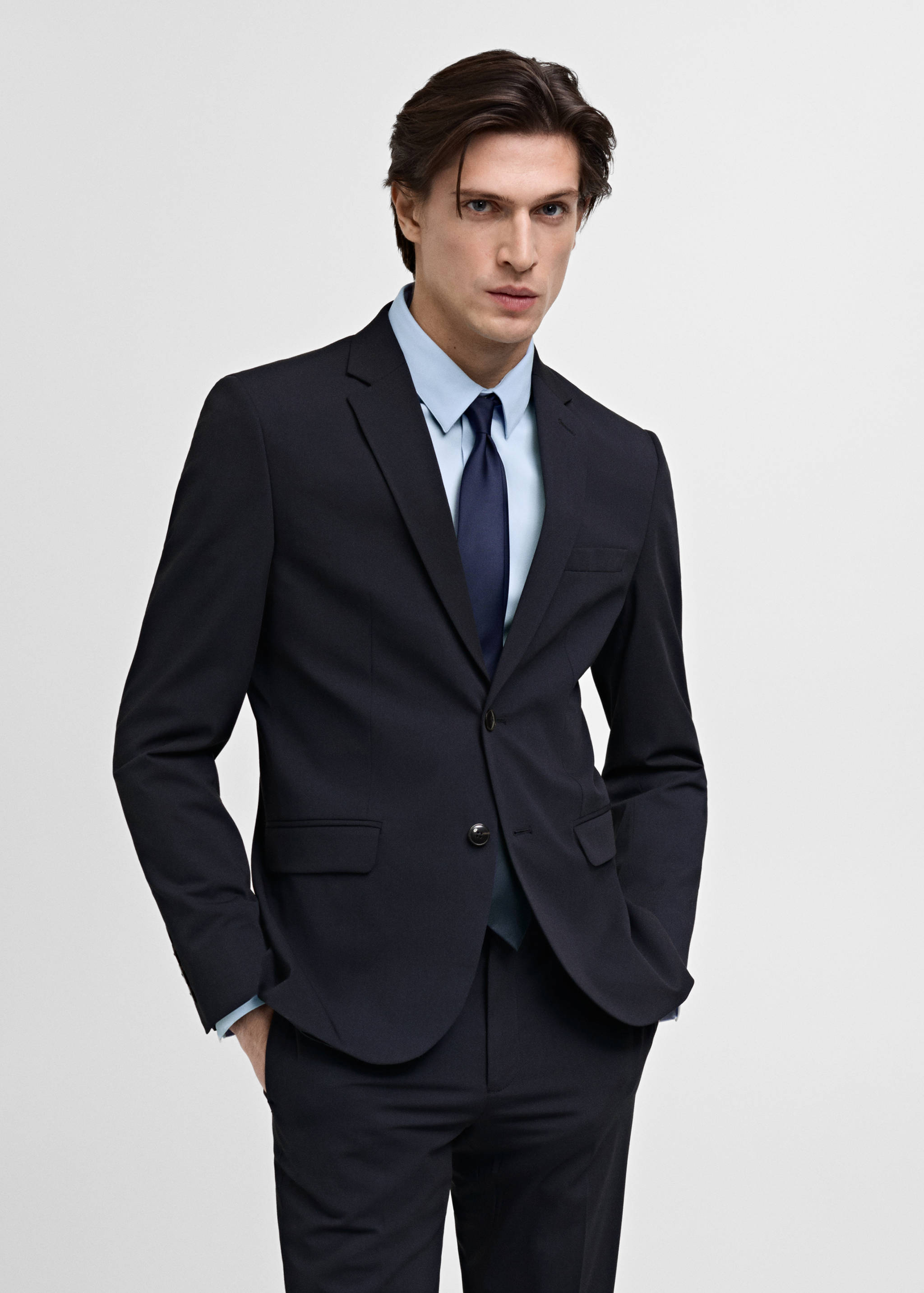 Super slim-fit suit jacket in stretch fabric - Medium plane
