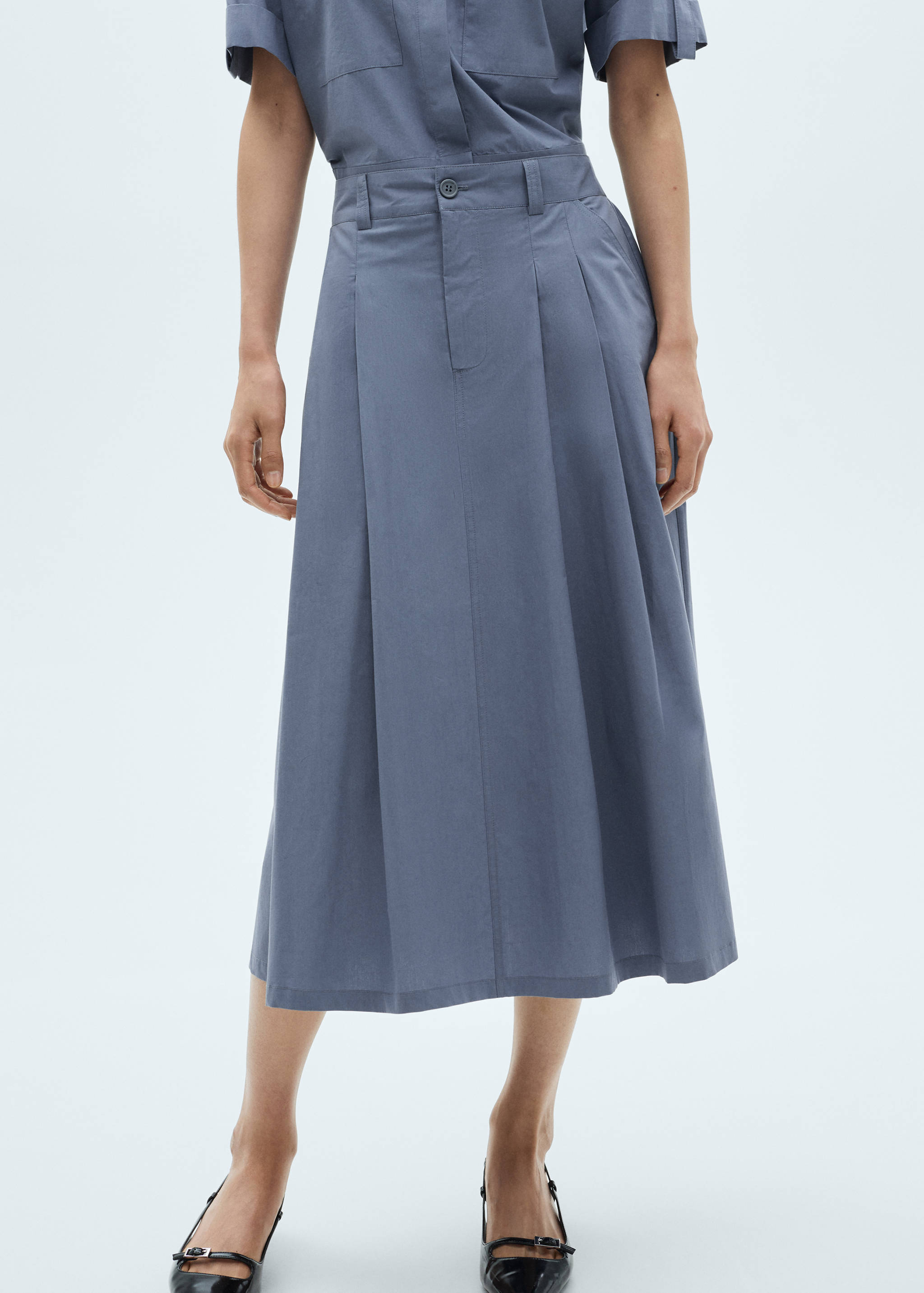 Pleated midi-skirt - Medium plane