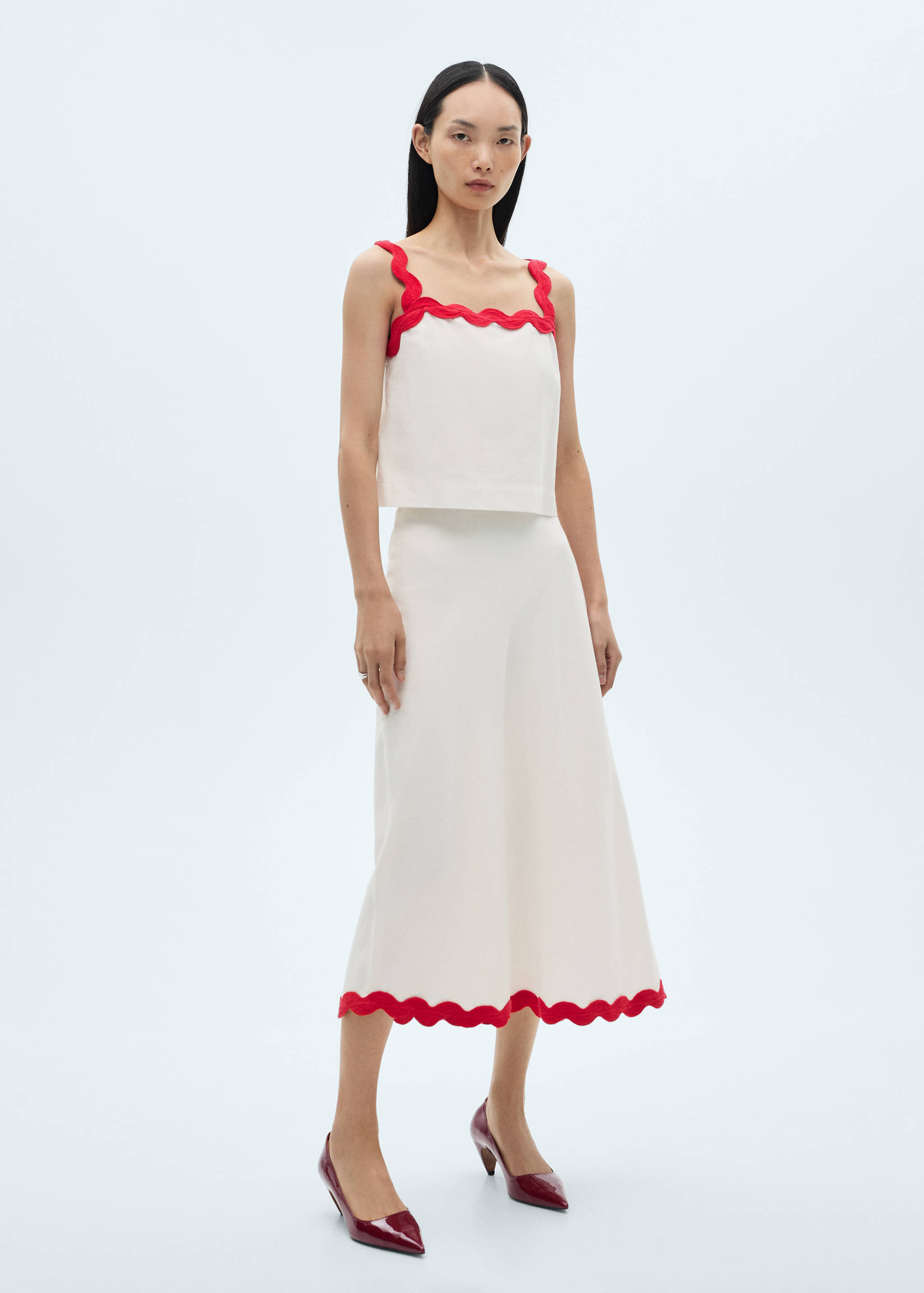 Midi-skirt with contrasting trim - General plane