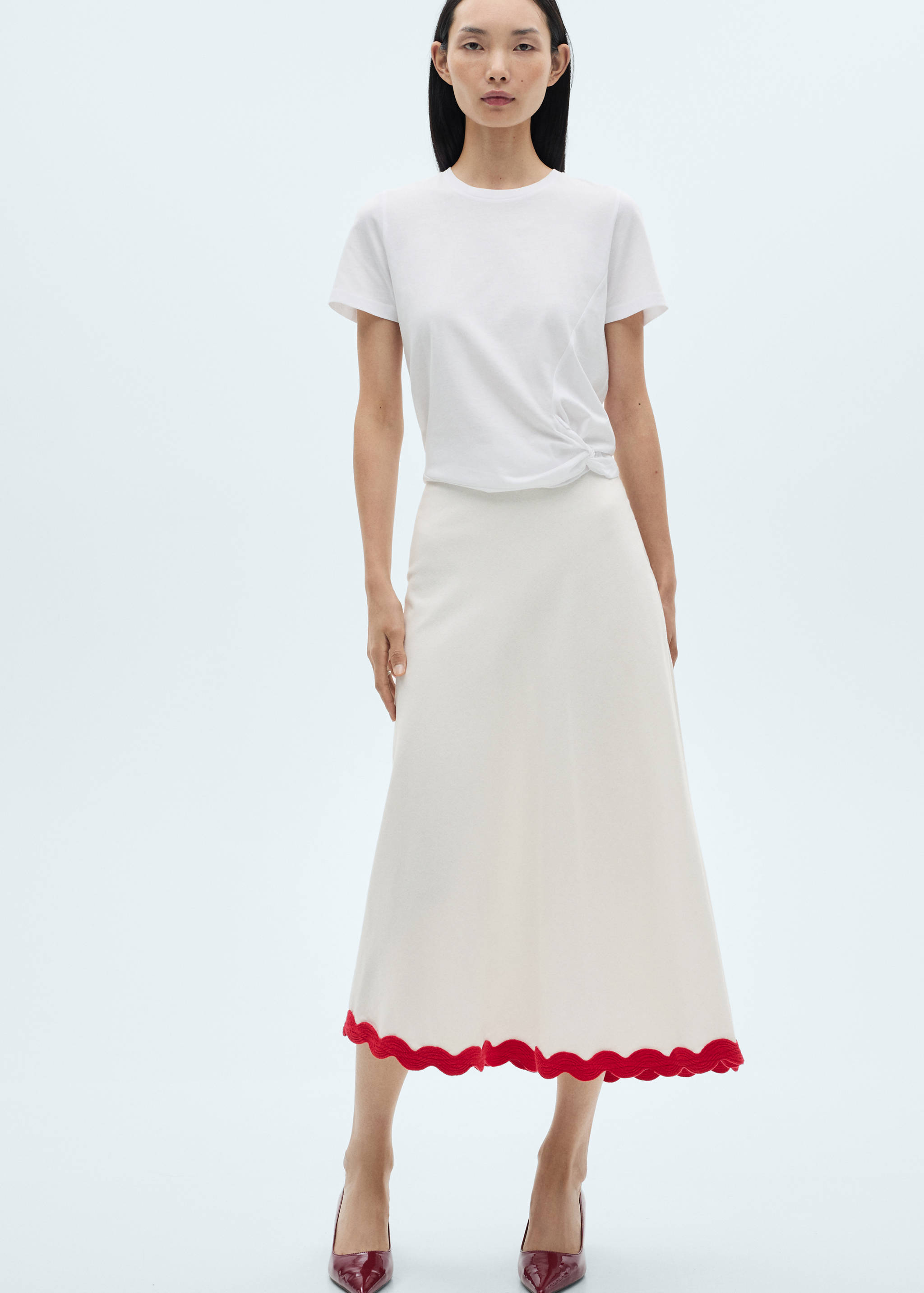 Midi-skirt with contrasting trim - Details of the article 2
