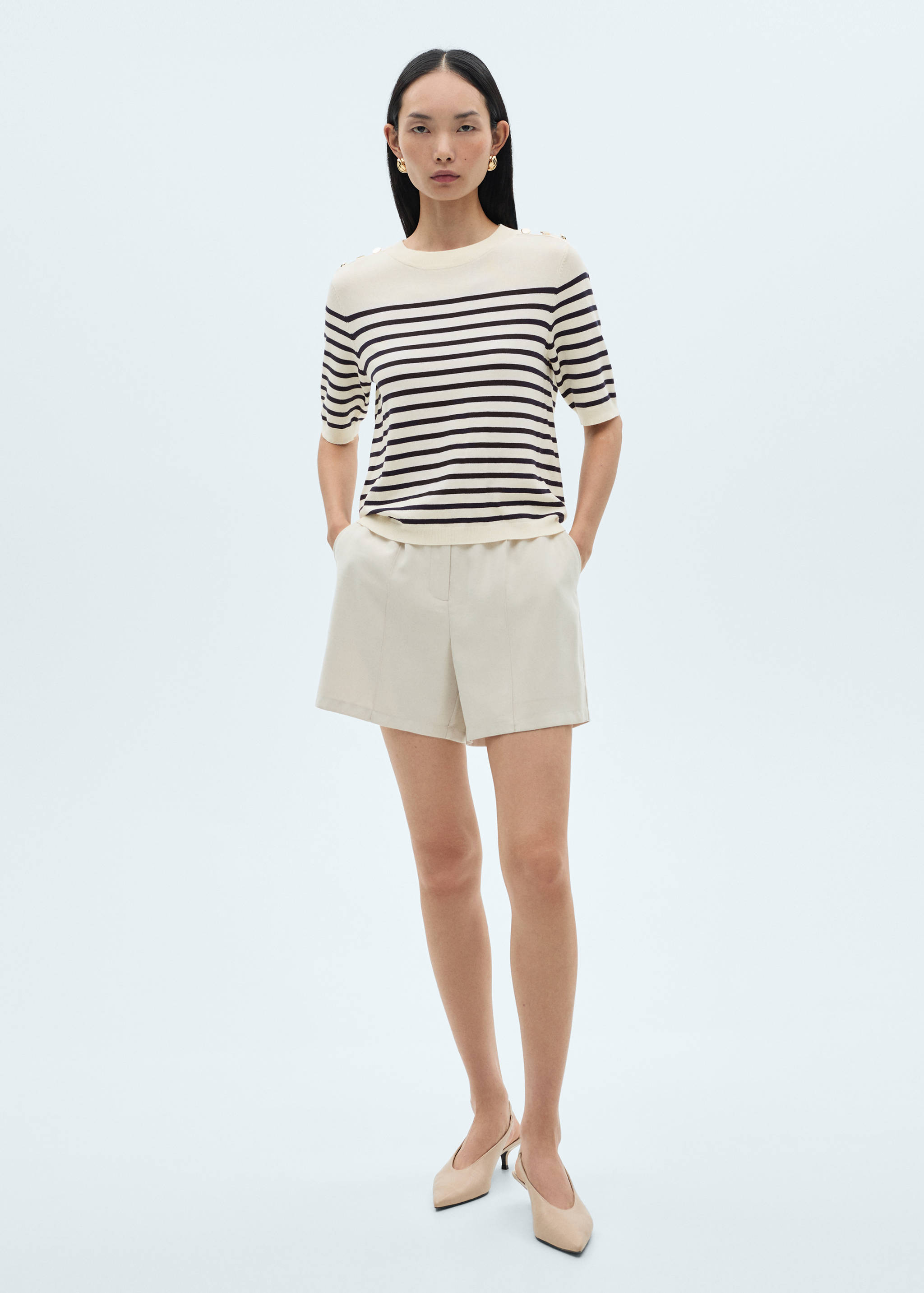 Buttoned striped T-shirt - General plane