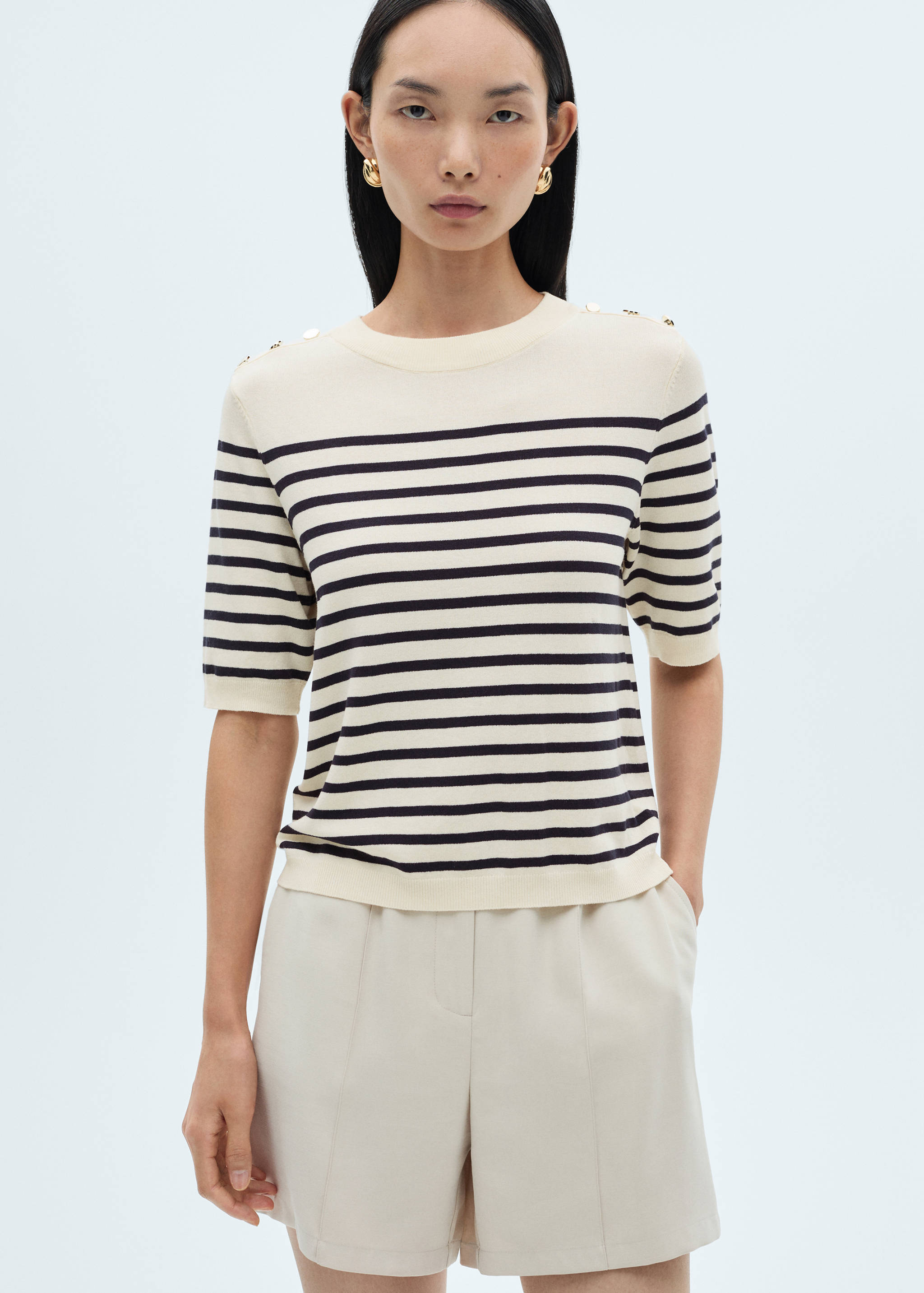 Buttoned striped T-shirt - Medium plane