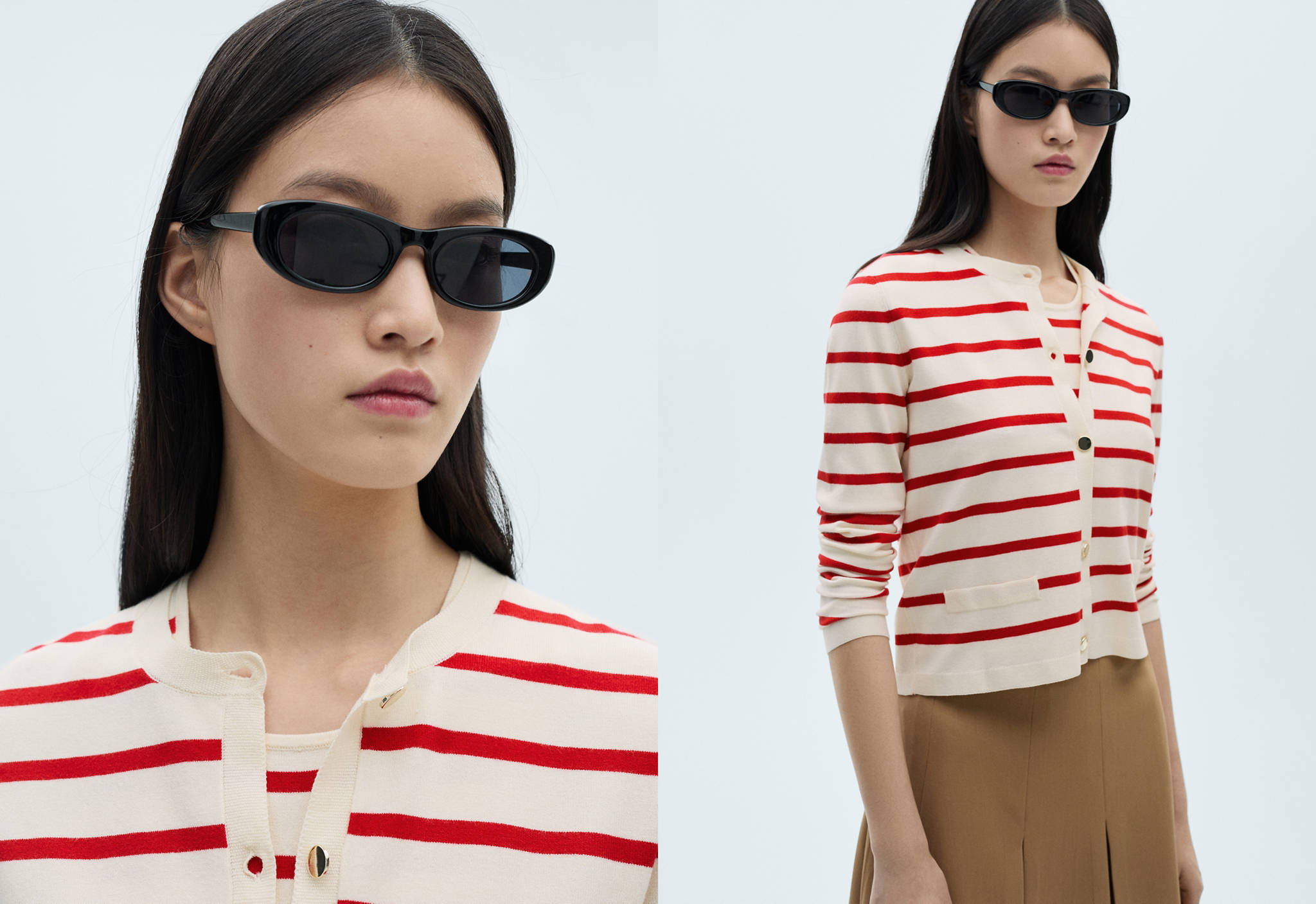 Striped knitted cardigan - Panoramic plane
